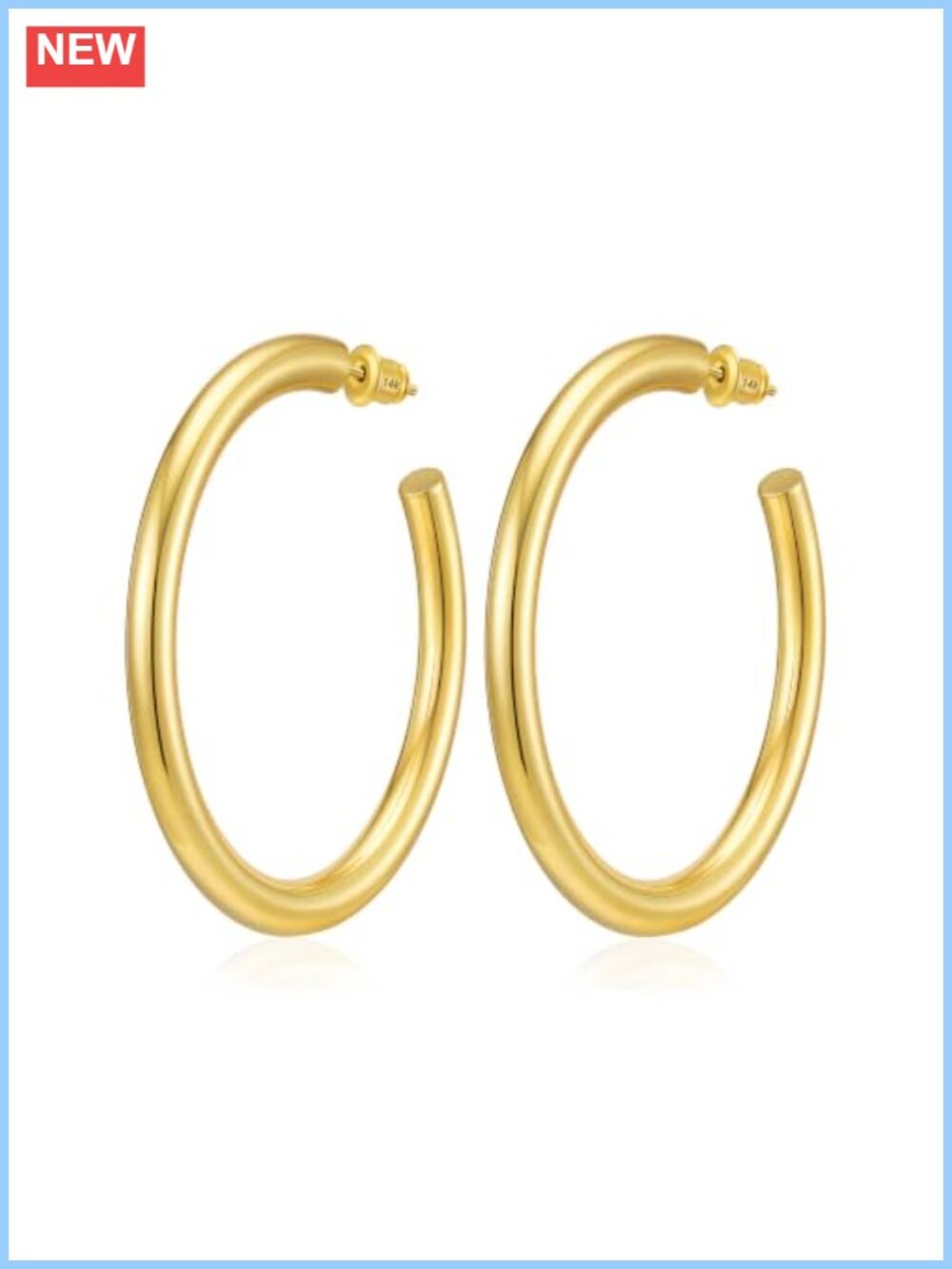 Chunky Hoop Earrings 14K Gold Plated Sterling Silver Post Hypoallergenic